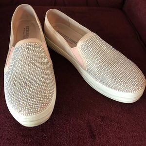 Skechers Rhinestone Encrusted Peach Sneakers.
